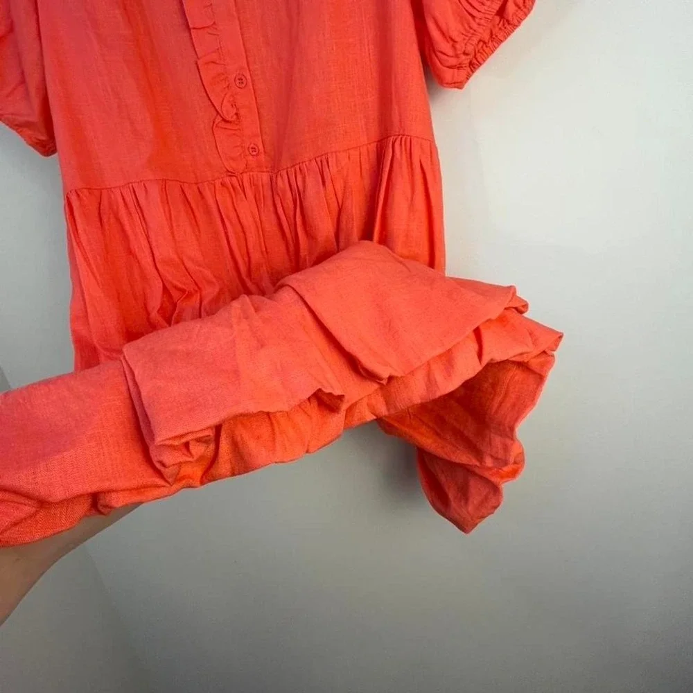 Umgee USA Medium Coral bubble linen dress NWT - Picture 6 of 7